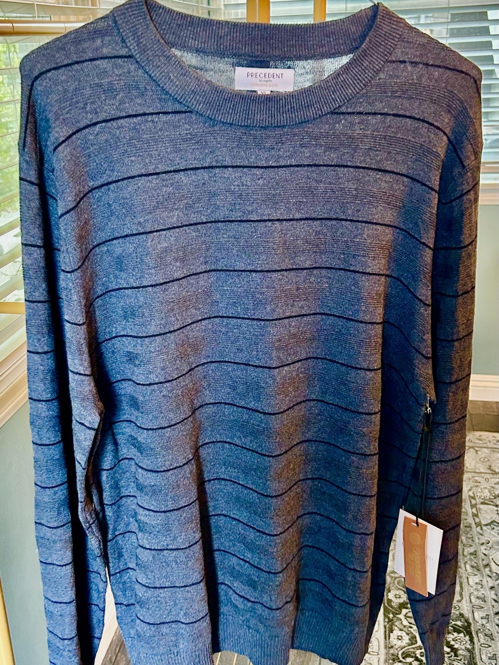 Men’s Precedent Navy Blue Crewneck Sweater NWT S XL Cashmere Blend